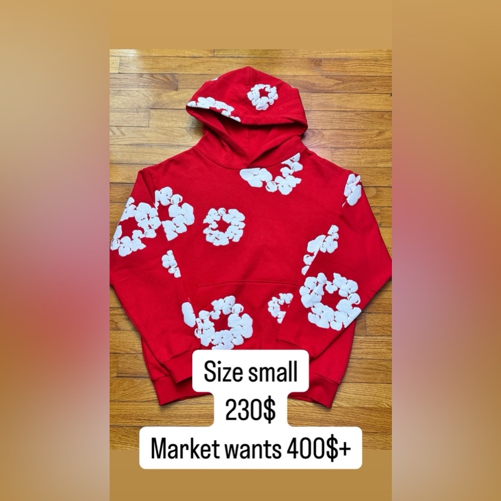 Size small red denim tears hoodie